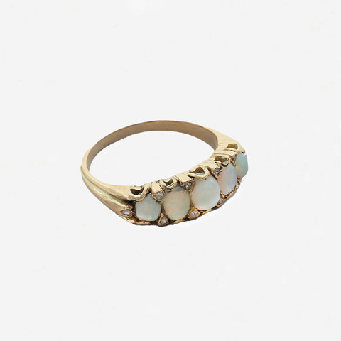 Opal Five Stone Victorian Ring in 18ct Gold - Secondhand