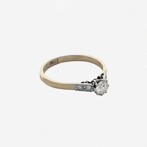 Diamond Solitaire Ring in 18ct Gold & Platinum - Secondhand