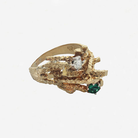 Emerald & Diamond Ring in 18ct Gold - Seconhand