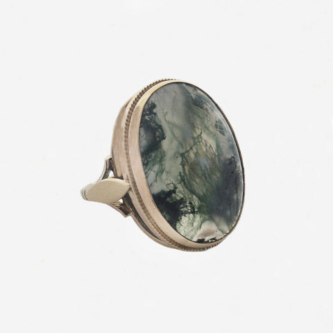 Moss Agate Dress Ring in 9ct Gold - Secondhand