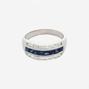 Sapphire & Diamond Three Row Half Eternity Ring - Secondhand