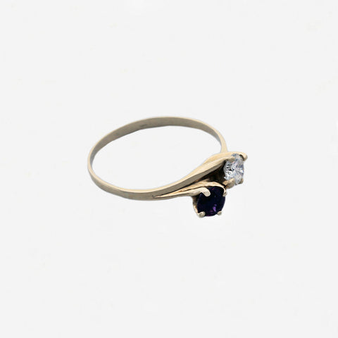 Ruby and Diamond Two Stone Crossover Ring in 18ct Gold - Secondhand