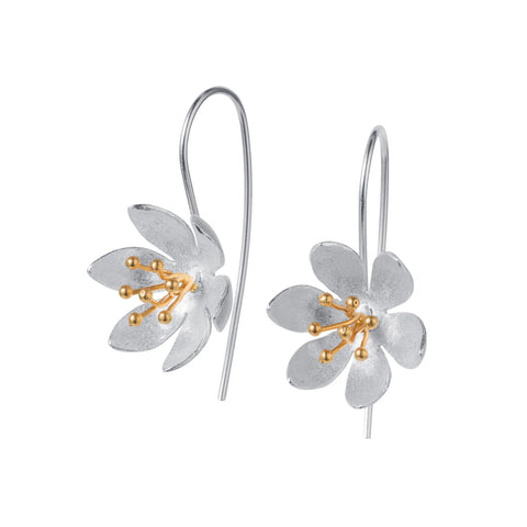 Daisy Flower Silver Earrings by Christin Ranger