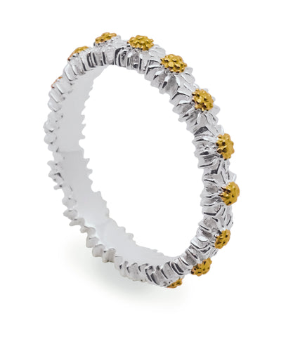Silver Daisy Iota Design Ring
