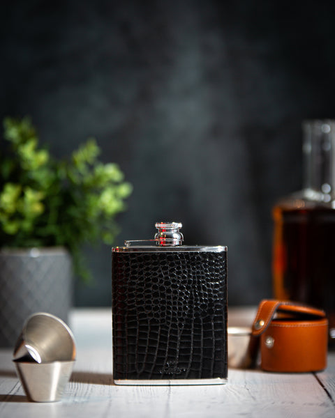 6oz Hip Flask Nile Black by Marlborough of England