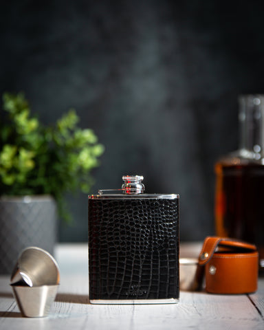 6oz Hip Flask Nile Black by Marlborough of England