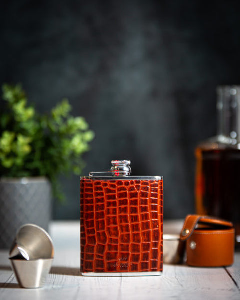 6oz Hip Flask Nile Brown by Marlborough of England