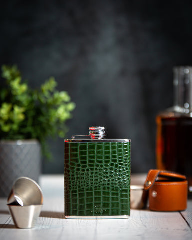 6oz Hip Flask Nile Green by Marlborough of England