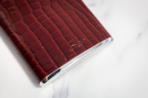 6oz Hip Flask Burgundy Nile Croc by Marlborough of England