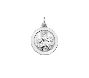 St Christopher Silver Ten Sided Pendant
