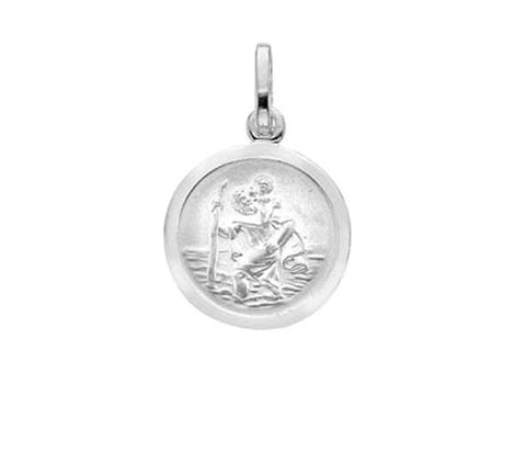 St Christopher Silver 13mm Round with Matt Finish