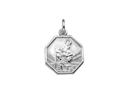 Silver Hexagonal St Christopher Pendant