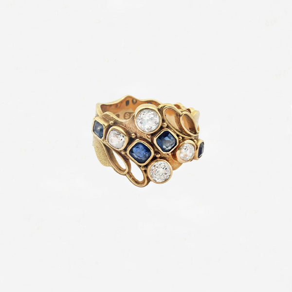 An Abstract Design Sapphire and Diamond Ring - Secondhand