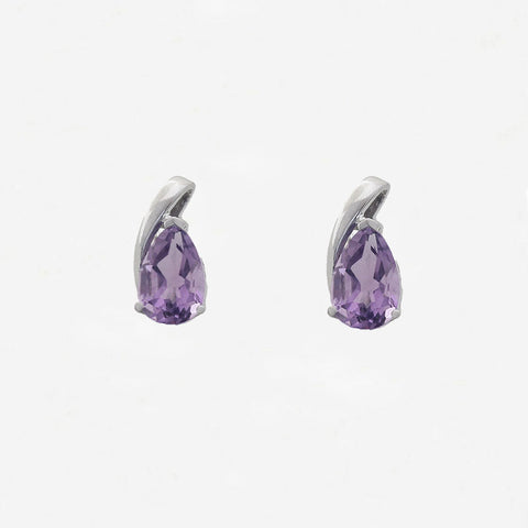 Amethyst Earrings in 9ct White Gold - Secondhand