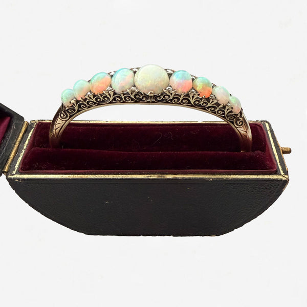 Opal and Diamond Gold Bangle - Secondhand