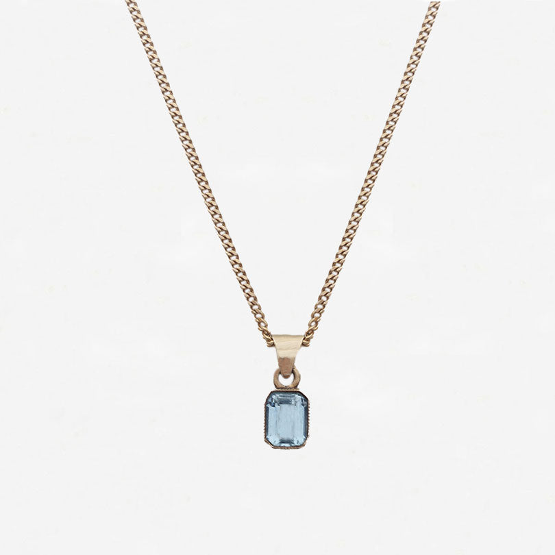 Aquamarine Pendant & Chain in 9ct Gold - Secondhand