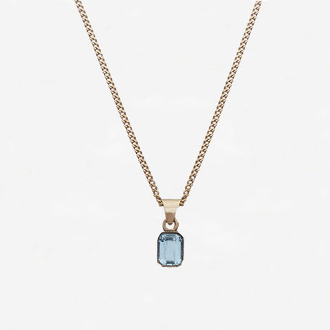 Aquamarine Pendant & Chain in 9ct Gold - Secondhand