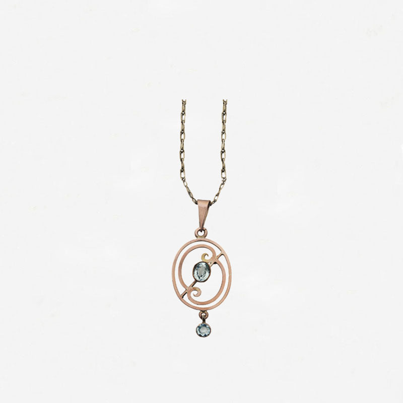 Aquamarine and Rose Gold Pendant Necklace - Secondhand