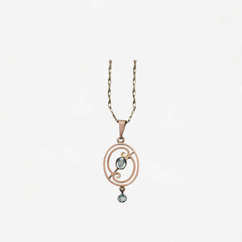 Aquamarine and Rose Gold Pendant Necklace - Secondhand