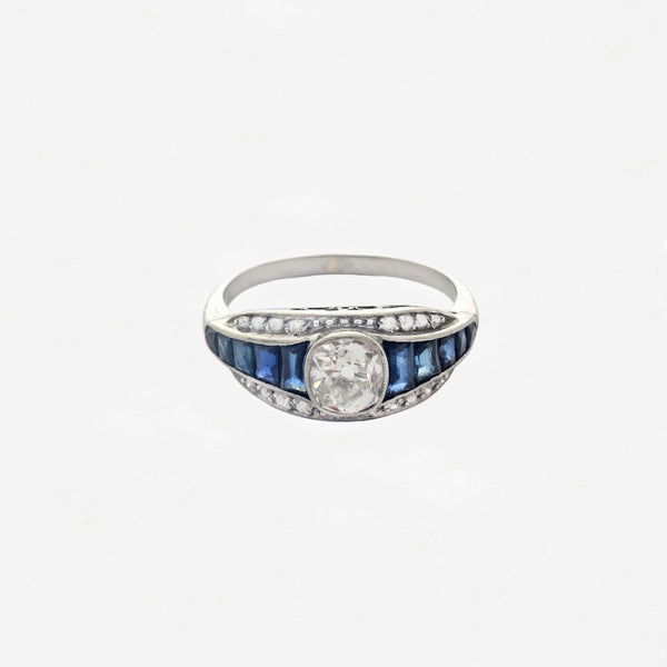 Diamond & Sapphire Art Deco Design Ring - Secondhand