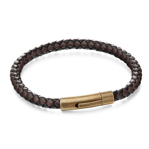 Two Tone Woven Leather Bracelet by Fred Bennett