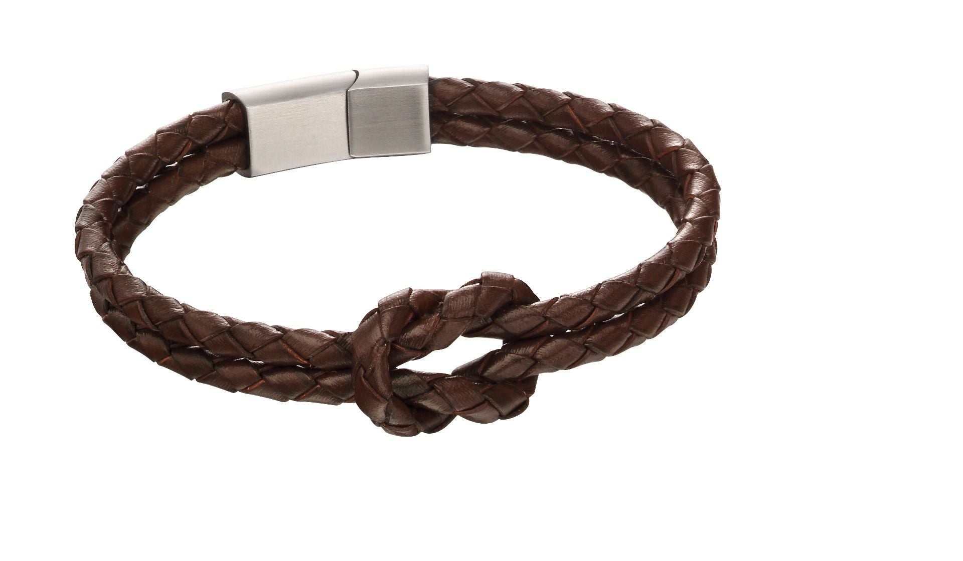 Double Row Knot Brown Leather Bracelet by Fred Bennett