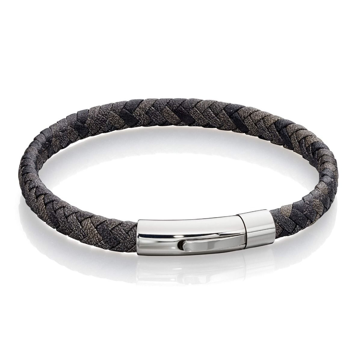 Antique Grey Woven Leather Bracelet by Fred Bennett