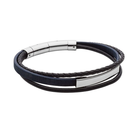 Multi Row Cork and Leather Bracelet with ID Bar by Fred Bennett