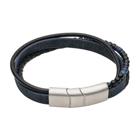 Multi Row Cork and Leather Bracelet with Beads by Fred Bennett