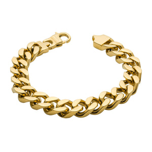 Stainless Steel Gold Plated Heavyweight Curb Bracelet by Fred Bennett