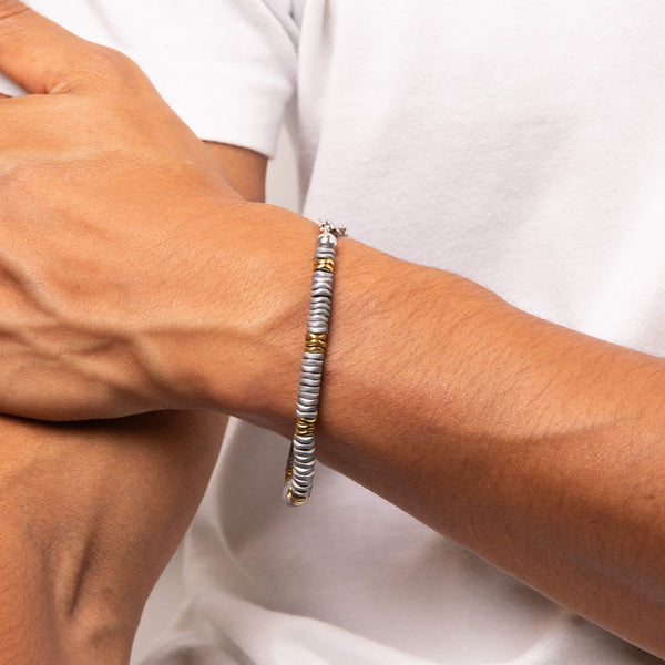 Stainless Steel Bracelet with Hematite by Fred Bennett