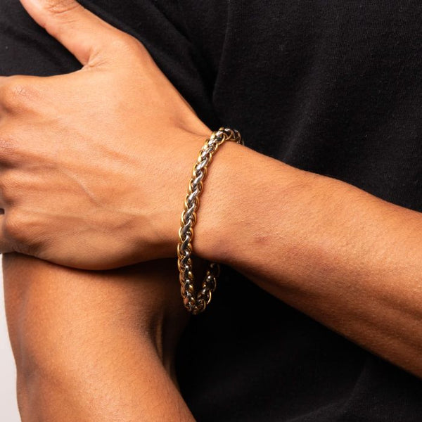 Two Tone Spiga Link Bracelet by Fred Bennett
