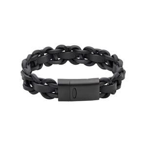 Black Braided Leather Bracelet with Black Clasp by Fed Bennett