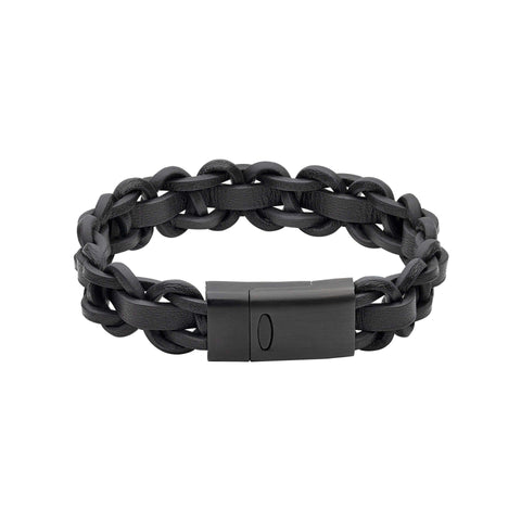 Black Braided Leather Bracelet with Black Clasp by Fed Bennett