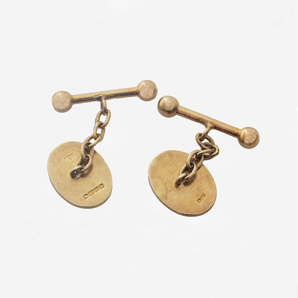 18ct Gold Oval Cufflinks With Dumbell Bars - Secondhand