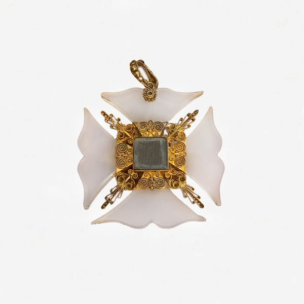 Victorian Chalcedony Maltese Cross Pendant - Secondhand