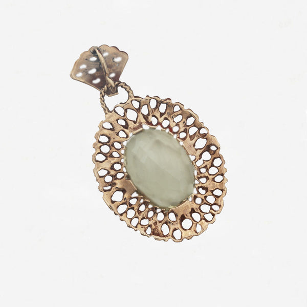 Lemon Quartz 9ct Gold Openwork 1970's Pendant - Secondhand