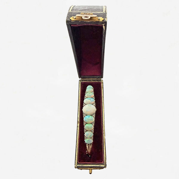 Opal and Diamond Gold Bangle - Secondhand
