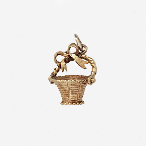 gold weave basket charm with ribbon detail