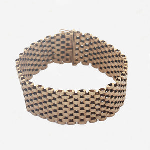 9ct Gold Wide Brick Link Bracelet - Secondhand