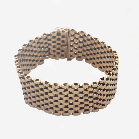 9ct Gold Wide Brick Link Bracelet - Secondhand