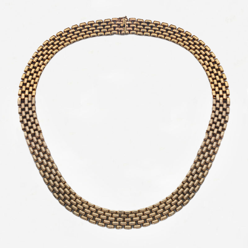 yellow gold brick link choker necklace