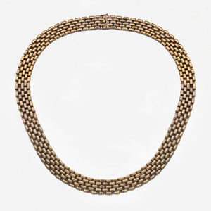 yellow gold brick link choker necklace