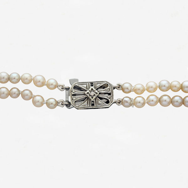 Cultured Pearl Graduated Double Row Necklace - Secondhand