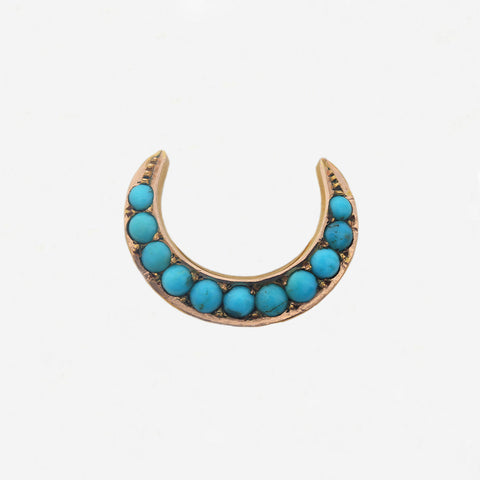 yellow gold crescent turquoise brooch