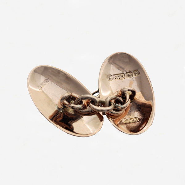Oval Rose Gold Part Engraved Cufflinks - Secondhand