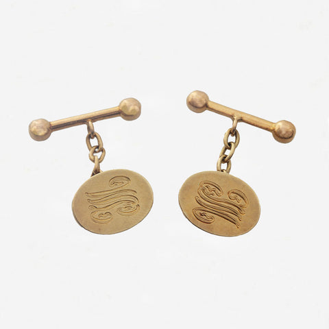 18ct Gold Oval Cufflinks With Dumbell Bars - Secondhand