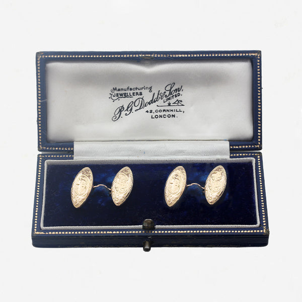 9ct Rose Gold Boat Shape Cufflinks - Secondhand