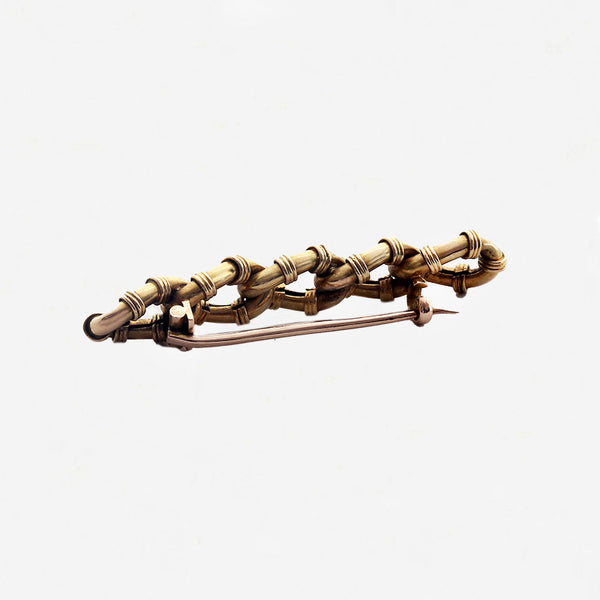 15ct Gold Victorian Curb Link Bar Brooch - Secondhand