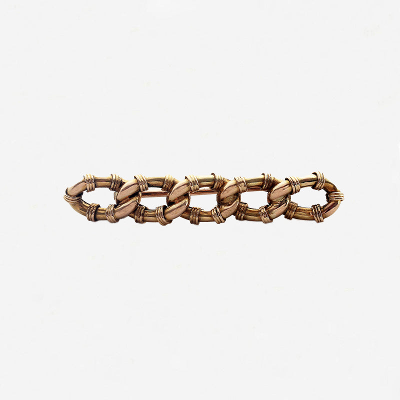 15ct Gold Victorian Curb Link Bar Brooch - Secondhand